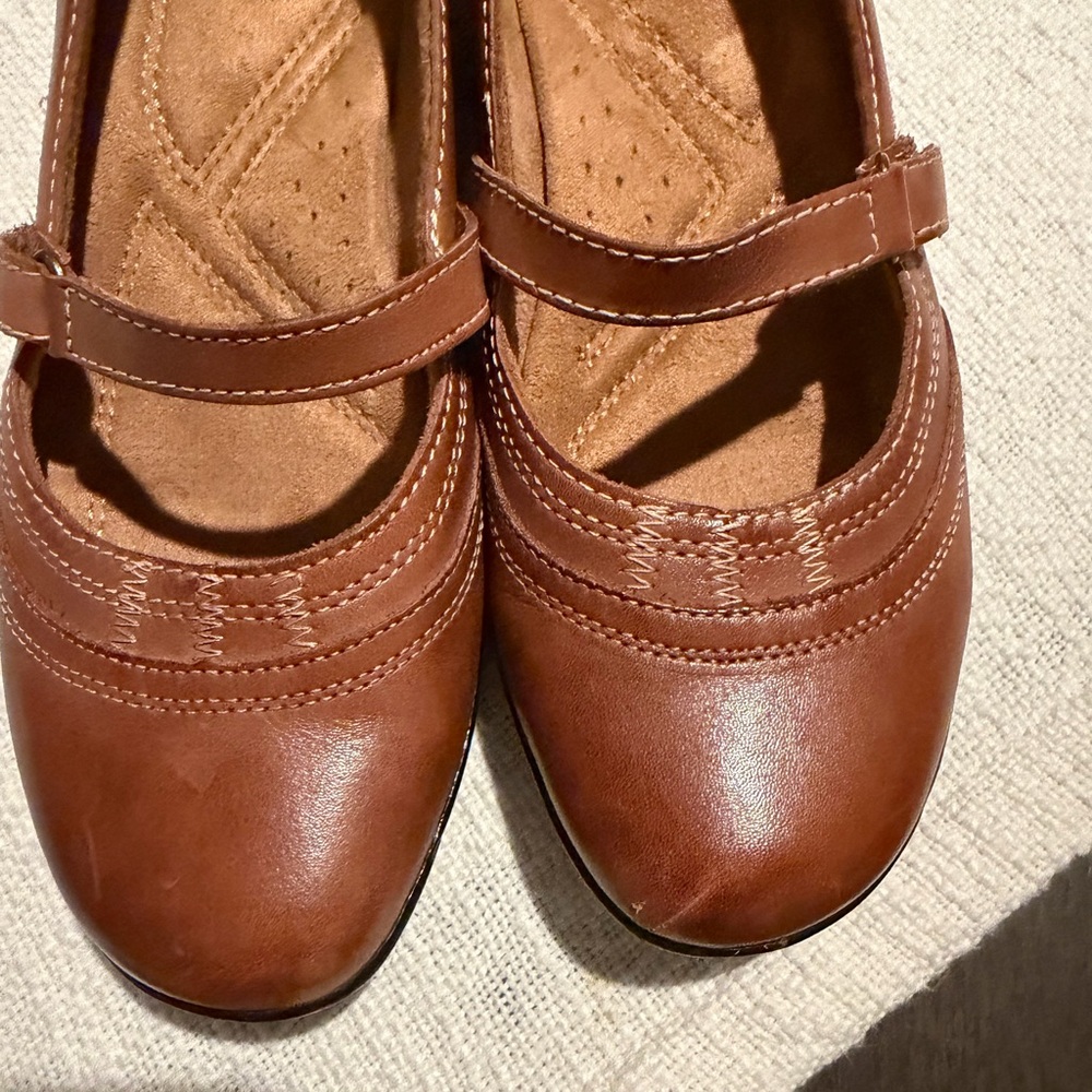 Naturalizer Leather Mary Jane Flats Brown Comfort Shoes Womens 7M Work Office - Picture 3 of 7